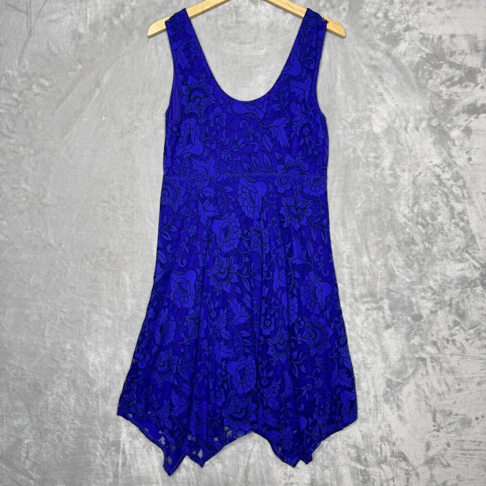 Soma Dress Womens Medium Black Purple Cutout Lace Stretch Handkerchiefs Hem - Picture 2 of 9